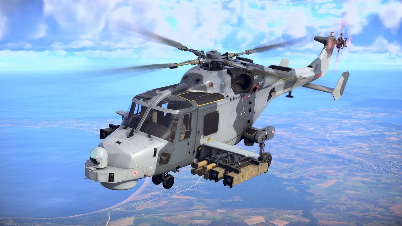Grey naval helicopter flying low over the sea in War Thunder